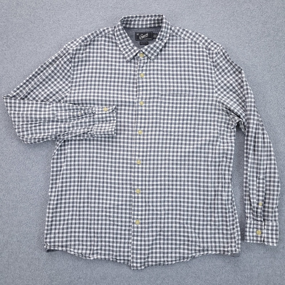 Grayers Button Up Shirt XL Cotton Long Sleeve Gray Check Mens